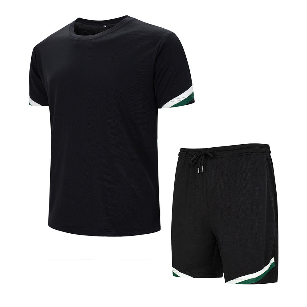 Large Size Suit Men's Casual, Breathable And Comfortable Thin Style Short and T-shirt (Set)