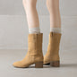 Ladies Autumn winter Brown Cowhide Boots With Matte Finish