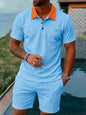 Mens Fashionable Breathable Color-Block Pocket Short-Sleeve (Set)