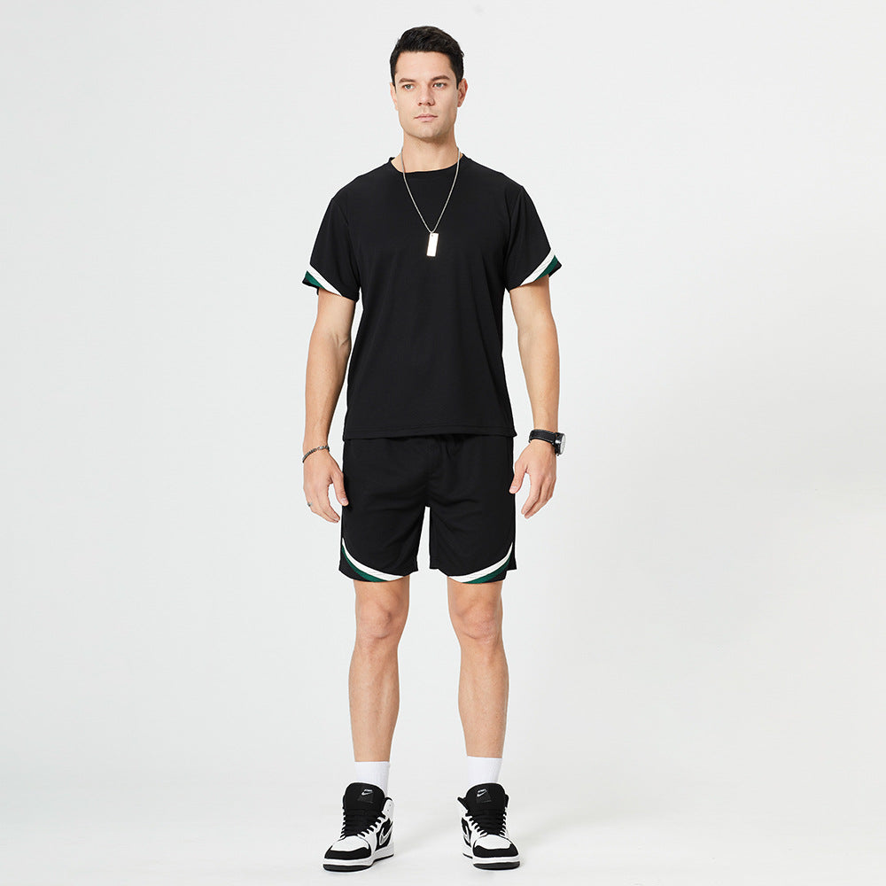 Large Size Suit Men's Casual, Breathable And Comfortable Thin Style Short and T-shirt (Set)