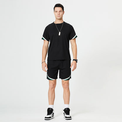 Large Size Suit Men's Casual, Breathable And Comfortable Thin Style Short and T-shirt (Set)