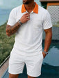 Mens Fashionable Breathable Color-Block Pocket Short-Sleeve (Set)