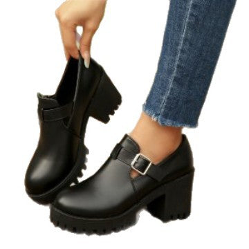 Spring High-Heel Chunky-Heel Elevating Ladies Shoes