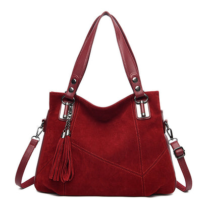 Ladies Retro Tassel Zipper Suede Purse Bag