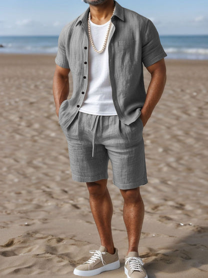 Men's Casual Linen Loose-Fit Button-Up Shirt
