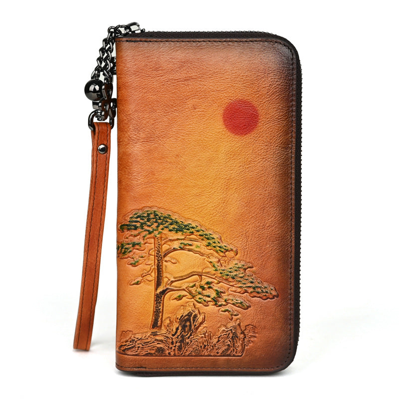 Ladis Leather Wallet Long Rising Sun