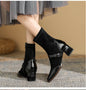 New Autumn Ladies Boots Square Toe Chunky Heel Vintage Style