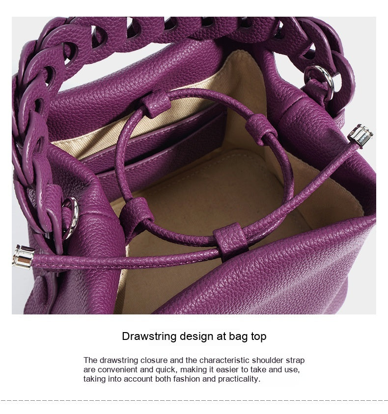 Cowhide Bucket Purse Bag For Ladies (Leather )