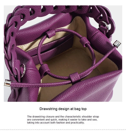 Cowhide Bucket Purse Bag For Ladies (Leather )