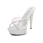 European  Style Fashionable Nightclub Stiletto-Heel Rhinestone Slippers For Ladies