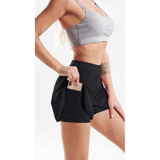 Loose-fitting High-waisted Ruffled Yoga Shorts