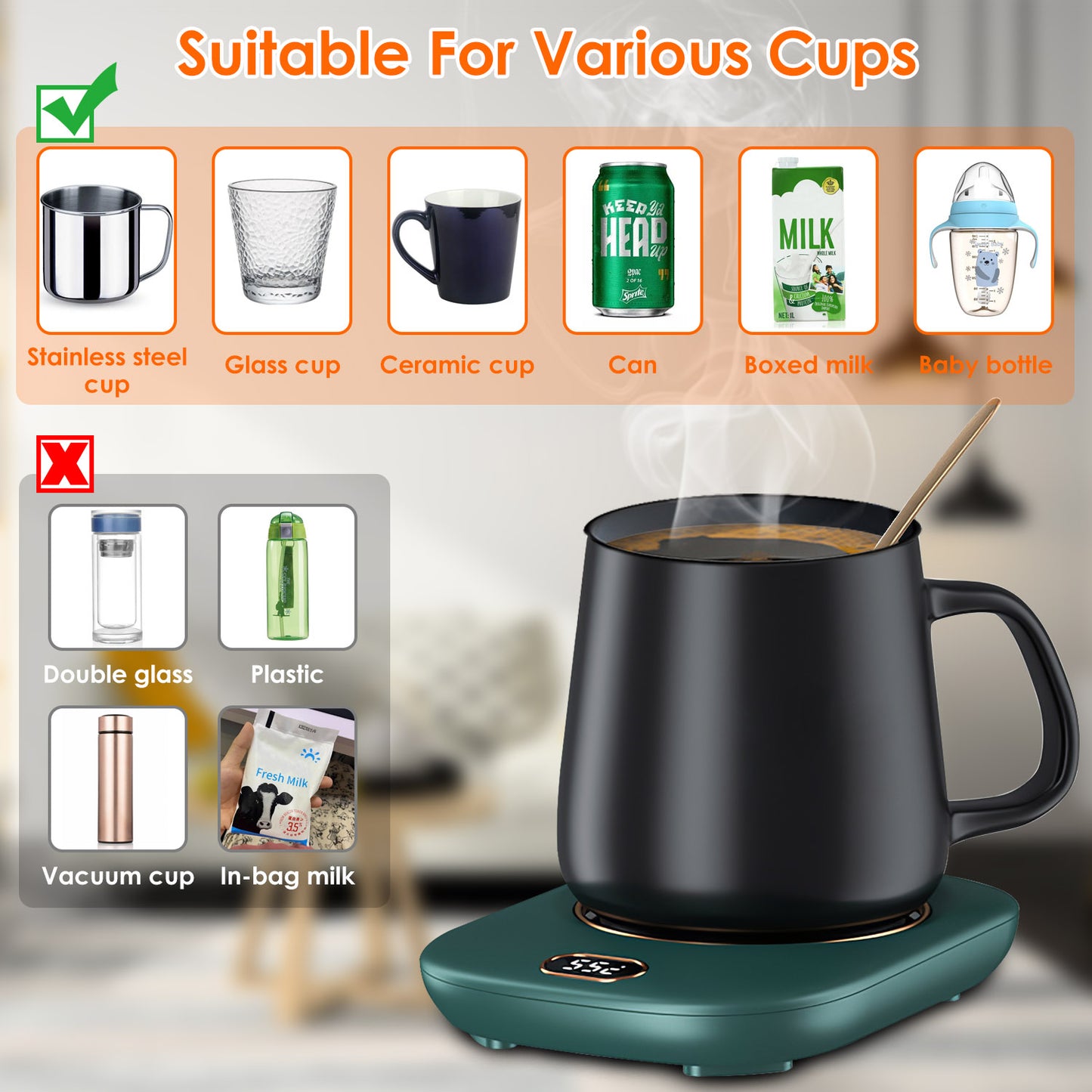 Electric Coffee Mug Warmer For Desk Auto Shut Off ( USB) For Office Home (US ONLY)