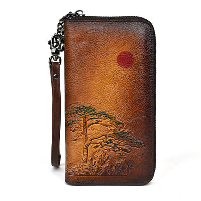Ladis Leather Wallet Long Rising Sun